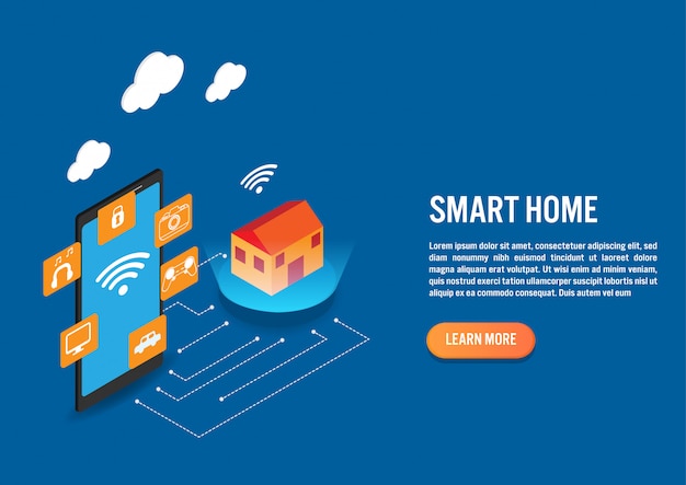 Vector smart home technology in isometric design