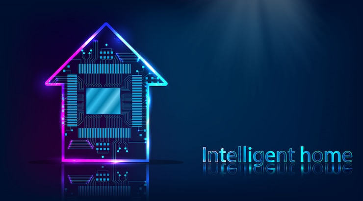 वेक्टर smart house. home technology system with wireless centralized control background