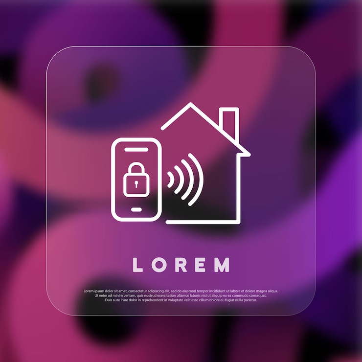 Vector smart house icon phone control glassmorphism style vector line icon for business and advertising