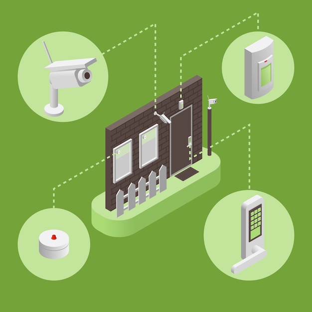 Vector smart house, intelligent security system infographic illustration. security system concept.