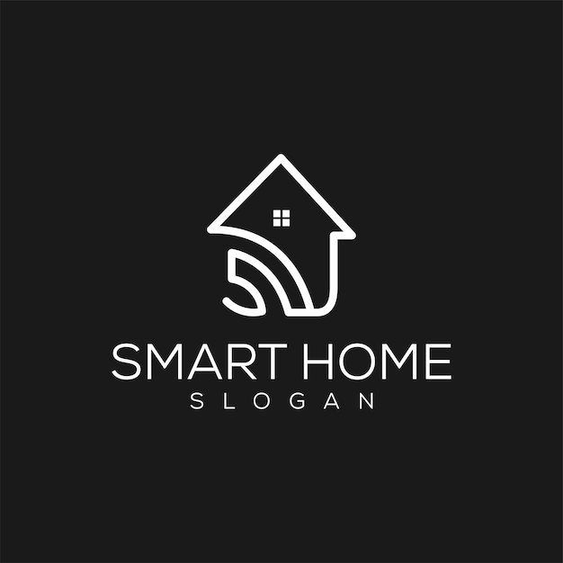 벡터 스마트 하우스 로고. 스마트 홈 아이콘입니다. 간단한 라인 하우스 로고, 간단한 요소 그림입니다.