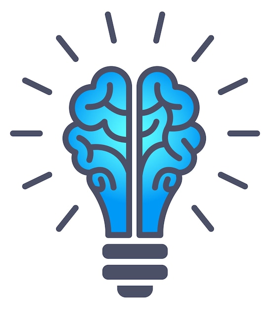 Smart idea logo Blue brain light bulb icon