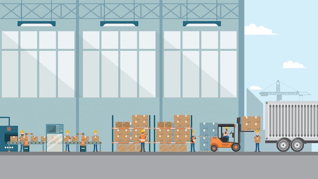 Vector smart industrial factory in a flat style