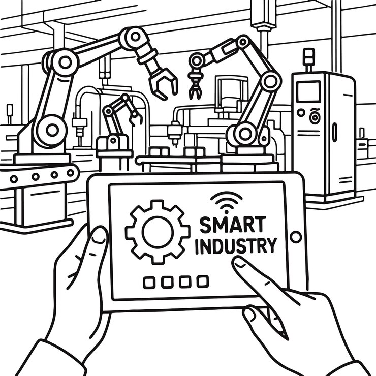 Vector smart industry automation with robotics