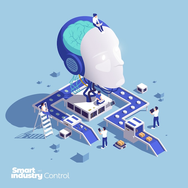 Vector smart industry illustration in isometric view