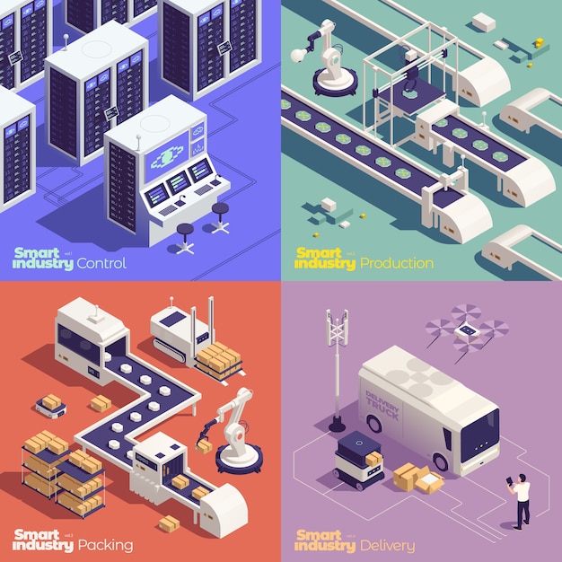 Vector smart industry illustration in isometric view