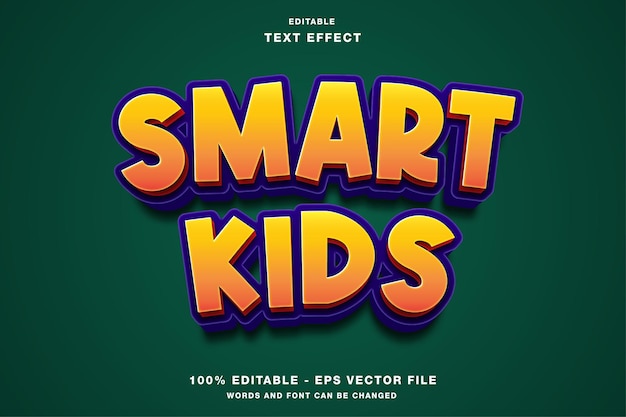 Vector smart kids 3d editable text effect