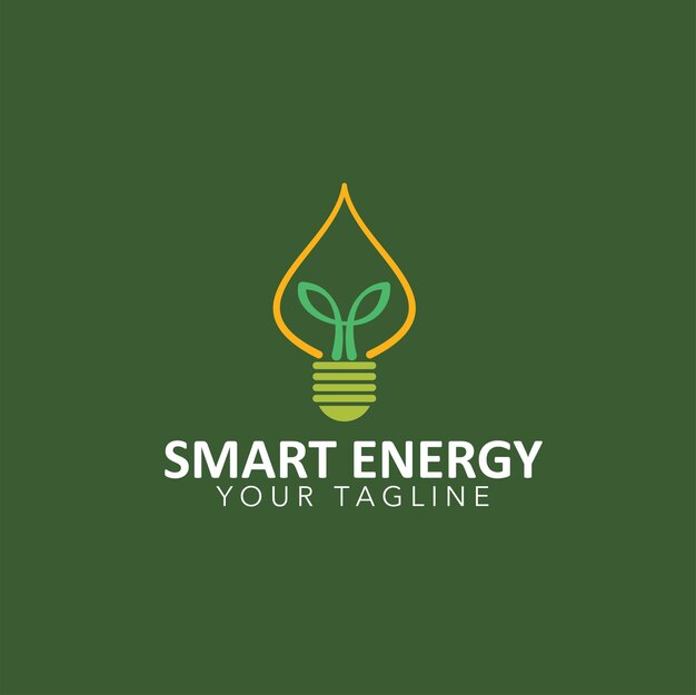 ベクトル スマート ランプ葉エネルギー ロゴ ベクトル