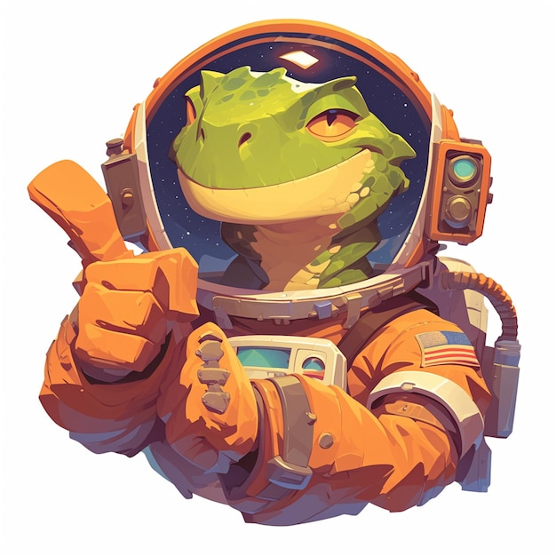 Vector a smart lizard astronaut cartoon style