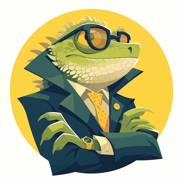 Vector a smart lizard reporter cartoon style