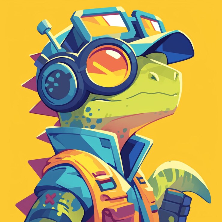 Vector a smart lizard train conductor cartoon style
