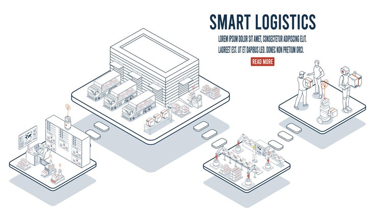 Vector smart logistics automated warehouses efficient labor wireless transport robotics industry 40