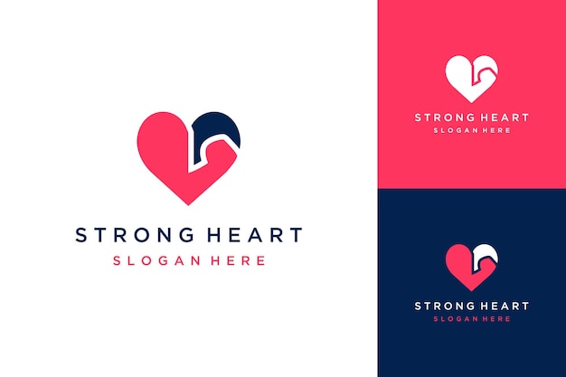 smart logo design heart with arm muscles