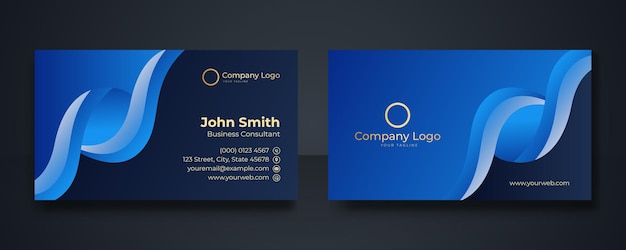 Smart modern business card, vector illustration, dark blue background