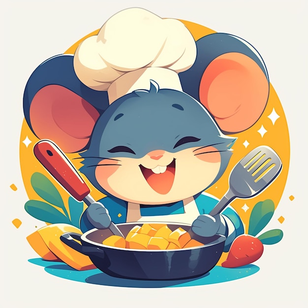 Vector a smart mouse chef cartoon style