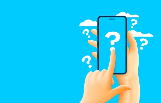 Smart phone app service, question action online, problem blank. vector illustration