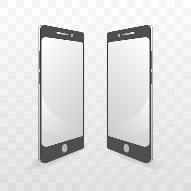 Smart phone monochrome template vector illustration on transparent background.