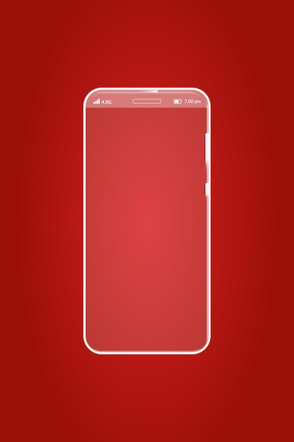 Vector smart phone white line art in red background