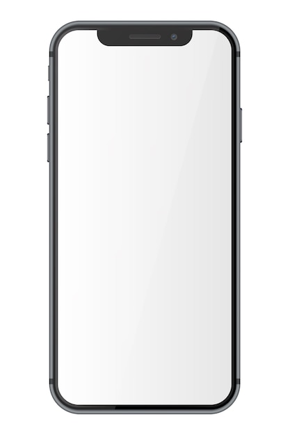 Smart phone with blank screen isolated on white background.