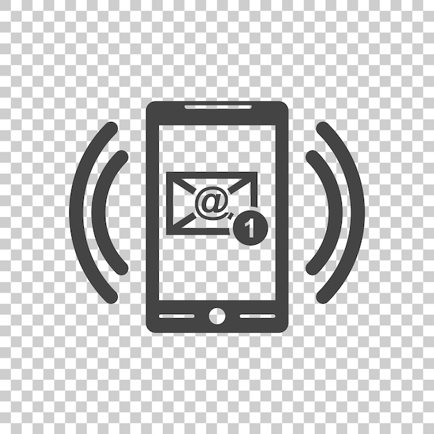 Smart phone with Email symbol on the screen Vector illustration in flat style on isolated background