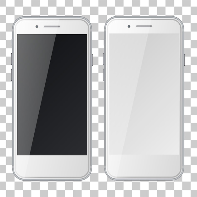 Vector smart phones with black and blank screens isolated illustration