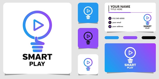 Логотип Smart Play с символом лампочки и визитной карточкой