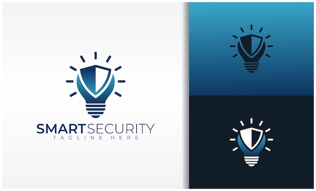 Smart Security With Light Icon And Shield