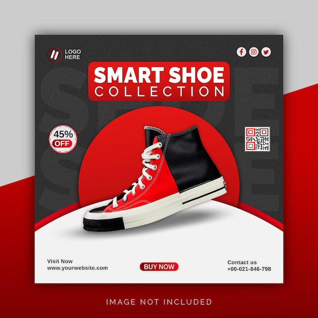 Modello di post sui social media per la collezione di scarpe intelligenti instagram banner ad concept