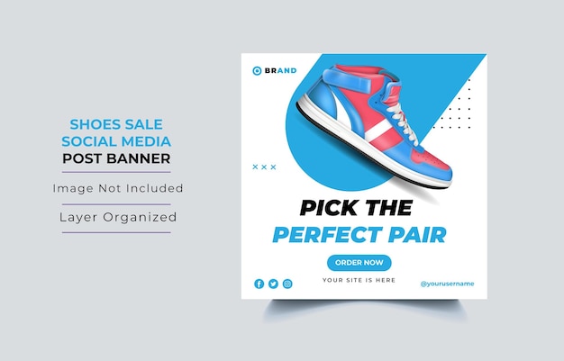 Vector smart shoes sport sale for social post template social media banner templates