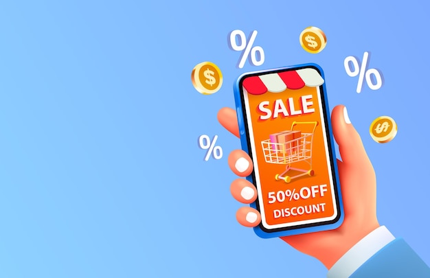 Smart shop telefoon portemonnee diensten cash back online web banner vector illustratie