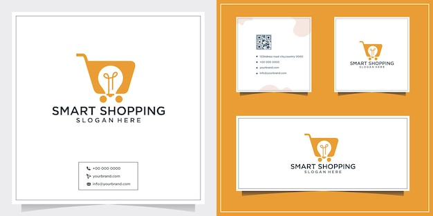 Smart shopping cart idea logo design