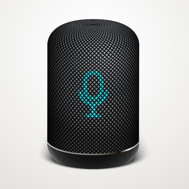 Vector smart speaker illustration. voice search, search technology.