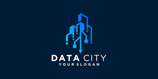 Vector smart technology city data logo design template