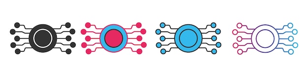Интеллектуальные технологии, набор иконок различных стилей, контур и заполненный векторный знак