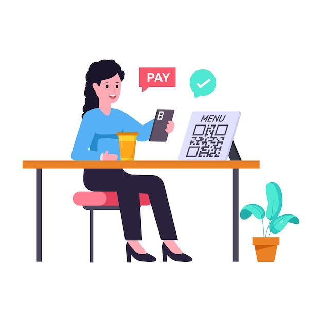 Smart technology flat illustration of qr payment