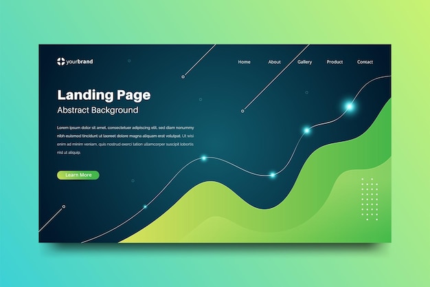 Vector smart technology landing page with abstract liquid green background modern header for website