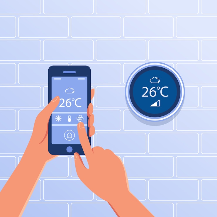 Vector smart thermostat as smart home concept.
