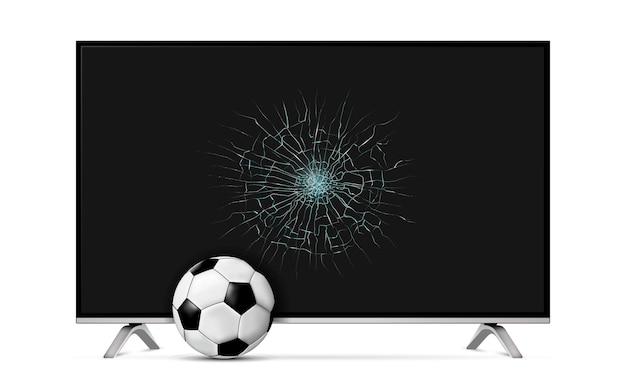 ベクトル スマートテレビの画面が壊れて サッカーボールが壊れた
