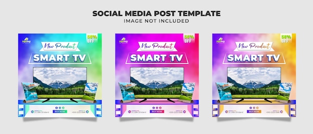 Vettore concetto di promozione smart tv hd modello di volantino e banner per post sui social media