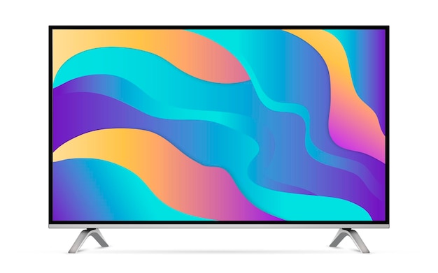 Вектор Умный телевизор с цветным градиентом обоев, изолированный на белом фоне