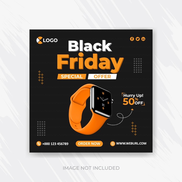 Smart watch black friday sale social media post instagram post banner template