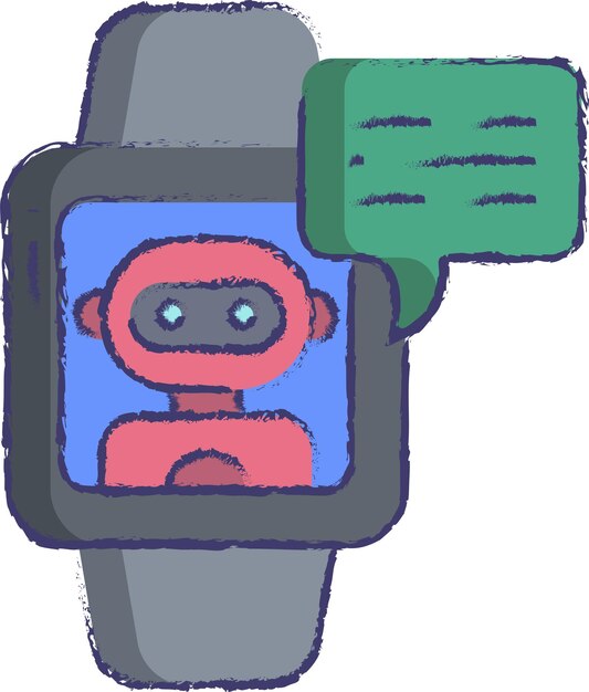 Smart Watch bot hand getekende vectorillustratie