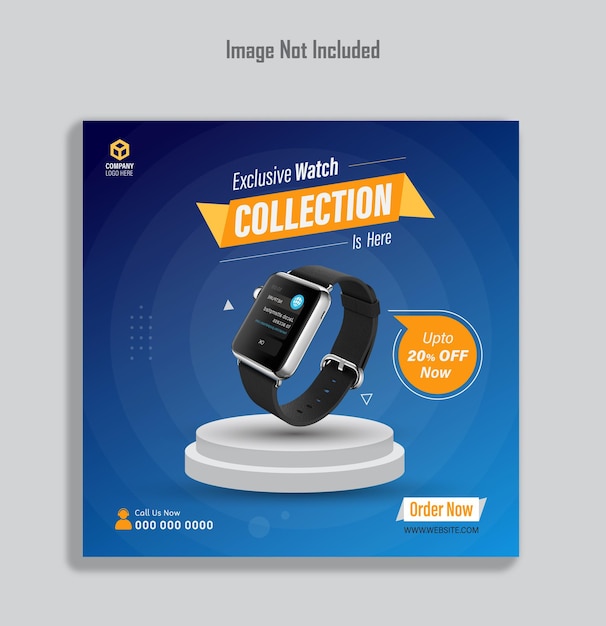 Vector smart watch post design promotion for facebook or instagram