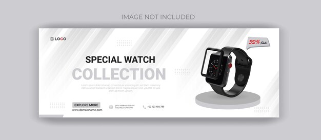 Smart watch sale facebook cover template design and social media post template