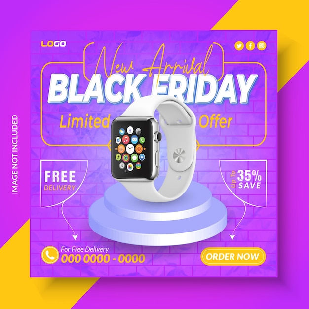 Vector smart watch sale social media post instagram post design