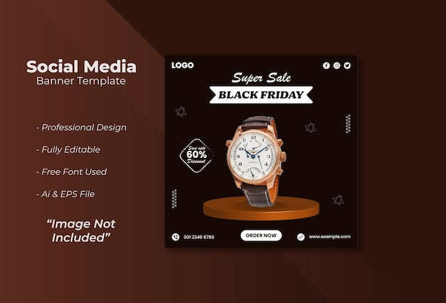 Vector smart watch sale social media post template