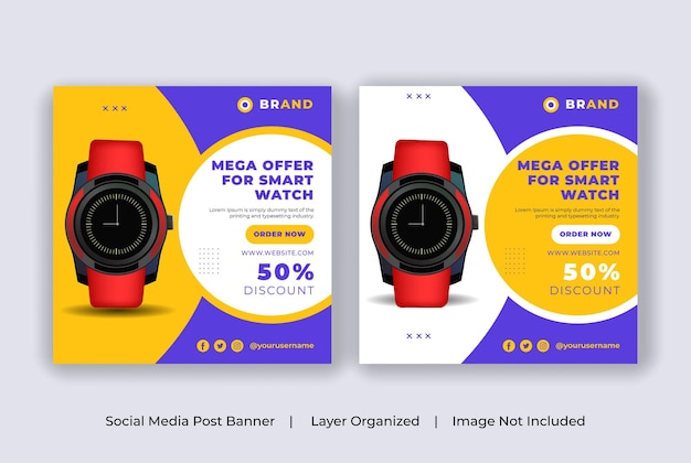 Vector smart watch sale for social post template social media banner templates