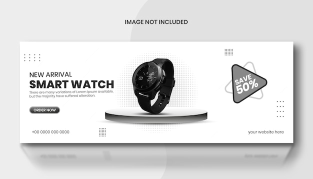 Vector smart watch social media cover design template