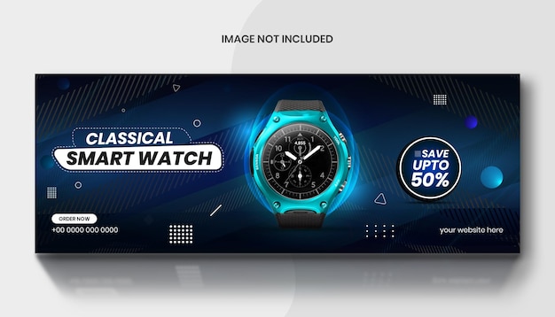 Vector smart watch social media cover design template