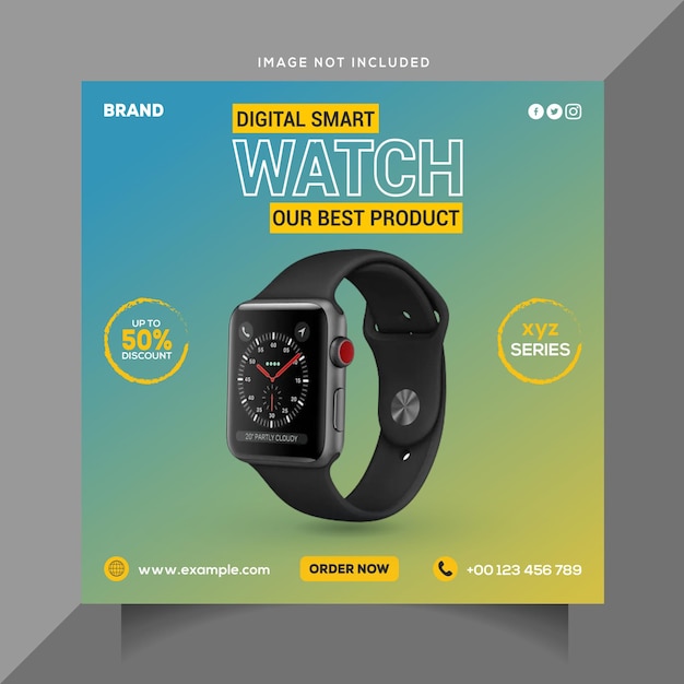 Premium Vector | Smart watch social media and instagram banner post ...